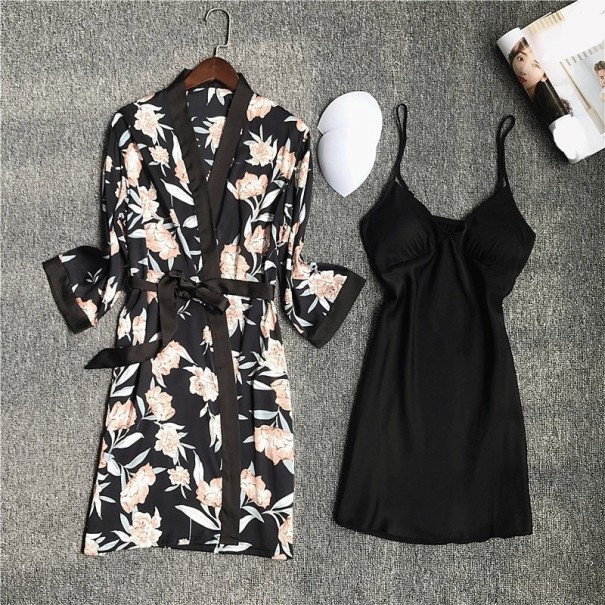 Dames badjas en nachthemd P2676 zwart S