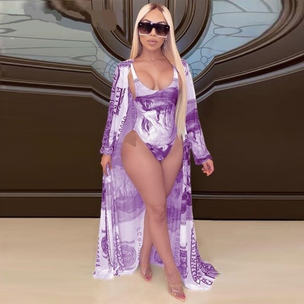 Dames badpak en cover-up P1111 paars XL