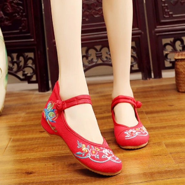 Dames ballerina&#39;s met bloemen A602 rood 39