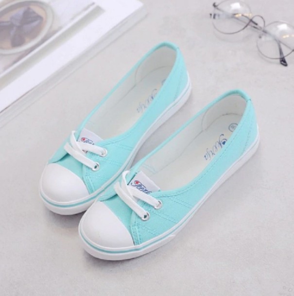 Dames ballerina&#39;s met vetersluiting turquoise 39