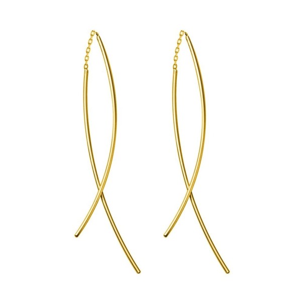Dames bar bungel oorbellen R115 goud