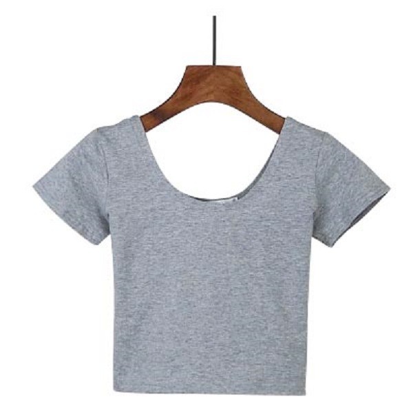 Dames basic crop top grijs M