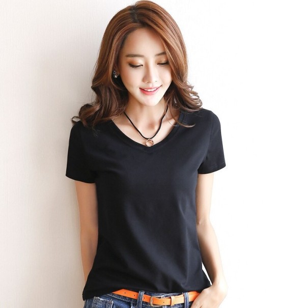 Dames basic T-shirt A203 zwart M 1