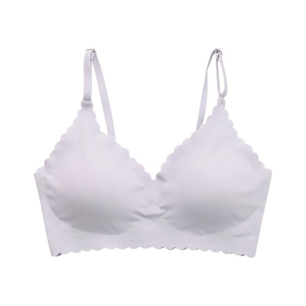 Dames bezeemde bh met dunne bandjes en ribgeborduurde rand van polyamide lichte uitvoering voor dagelijks gebruik en comfort wit M