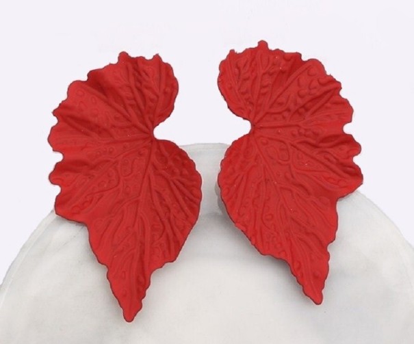 Dames bladhanger oorbellen G218 rood