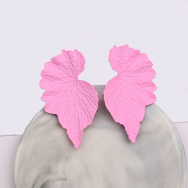 Dames bladhanger oorbellen G218 roze