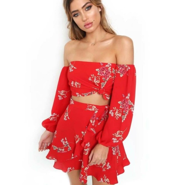 Dames bloemen crop top en rok B1251 L