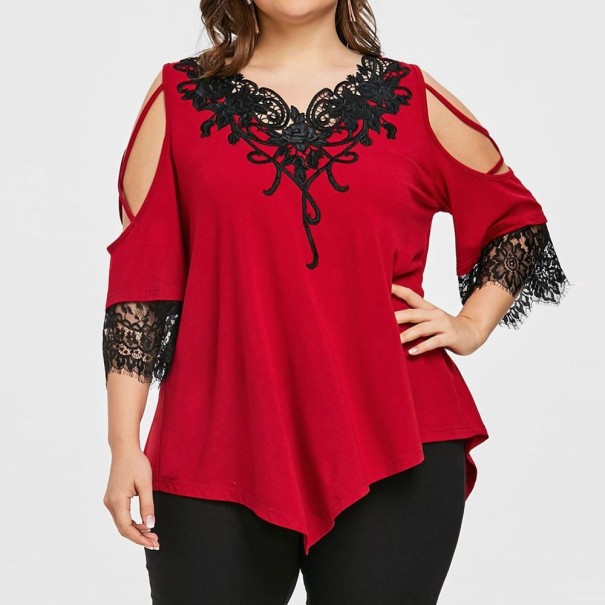 Dames blouse in grote maten B195 rood S
