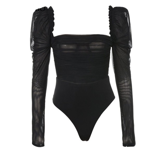 Dames body met diepe halslijn B716 zwart XS