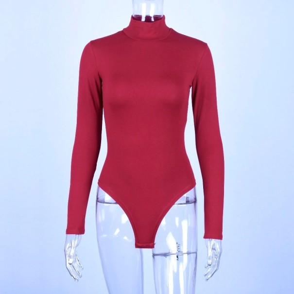 Dames body met lange mouwen B682 wijnrood XS
