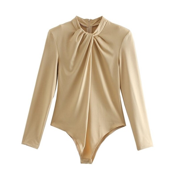 Dames body met lange mouwen B727 beige L