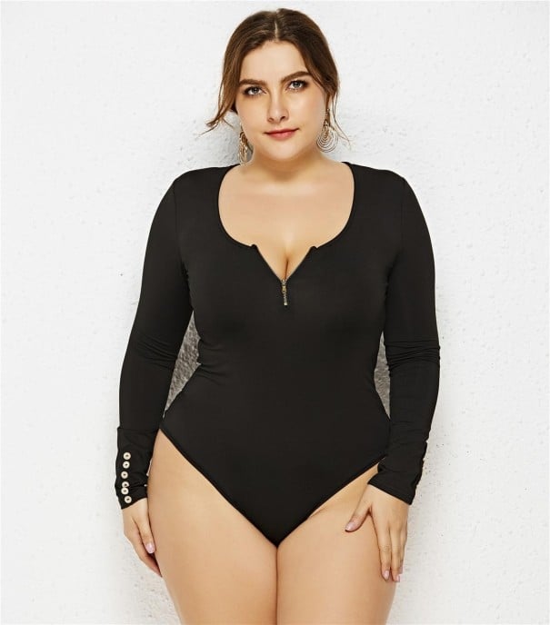 Dames body met lange mouwen B778 zwart 3XL
