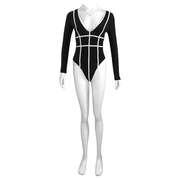 Dames body met lange mouwen B803 zwart XS