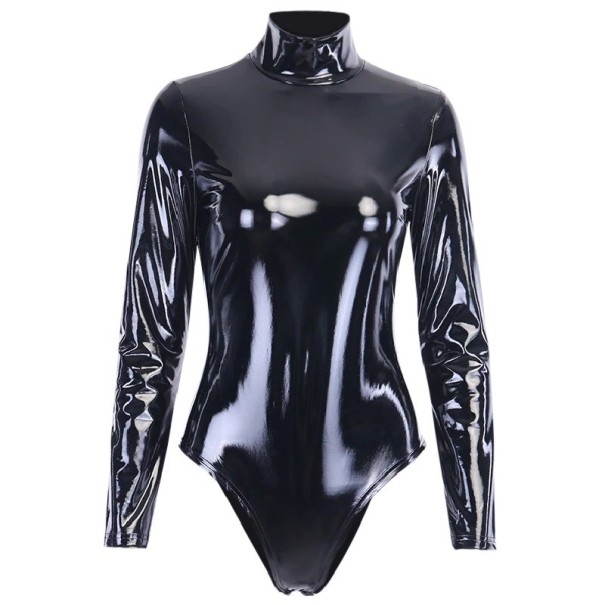 Dames body met lange mouwen van leer B772 S