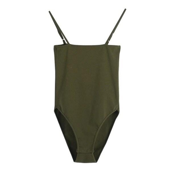 Dames body met spaghettibandjes P760 legergroen S