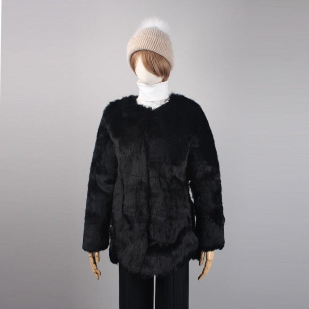 Dames bontjas P2351 zwart XS