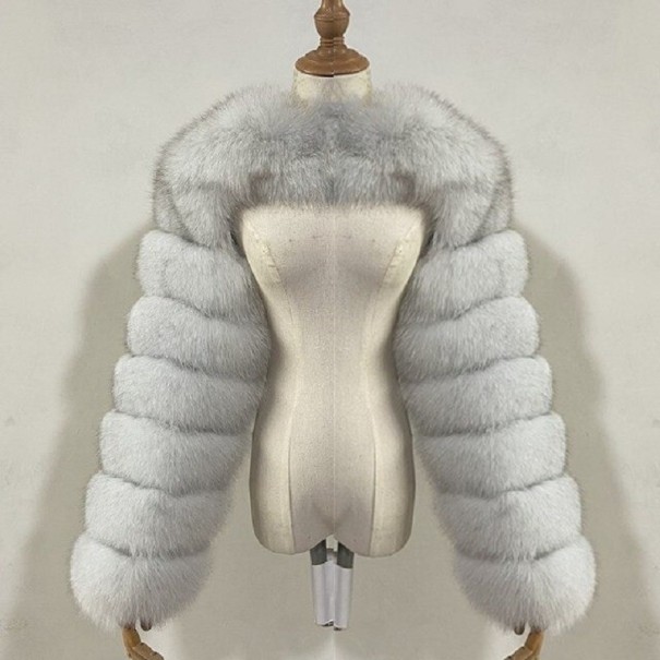 Dames bontjas P2540 grijs L