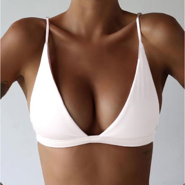 Dames bralette bh met driehoekige cups Diepe V-hals Dunne bandjes Brede onderband Glad polyester wit XL