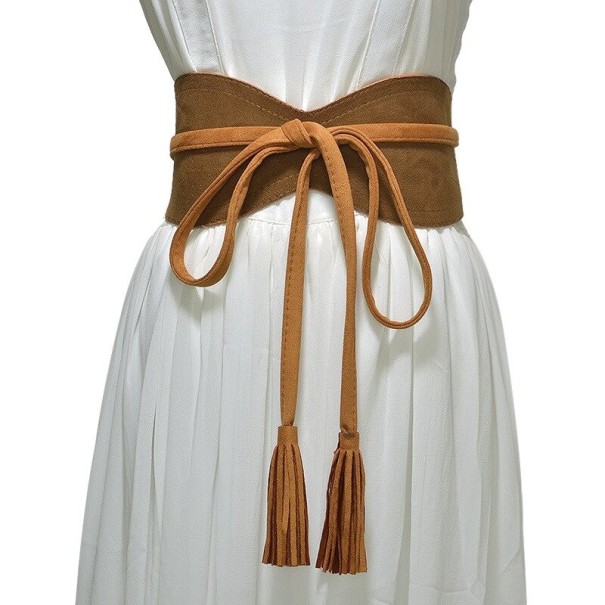 Dames brede riem L175 lichtbruin