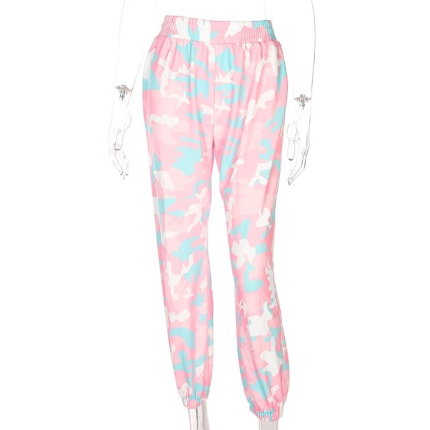 Dames camouflage joggingbroek, roze XS