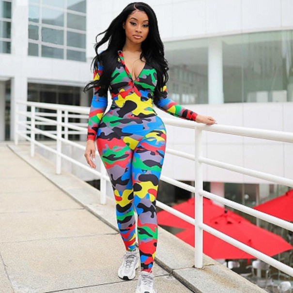 Dames camouflage jumpsuit, strak XS