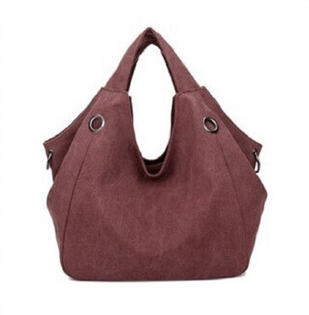Dames canvas handtas M1146 wijnrood