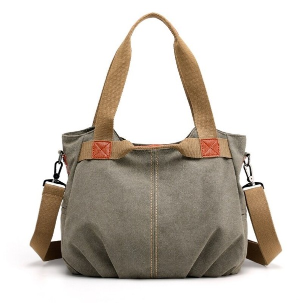 Dames canvas handtas M1347 legergroen