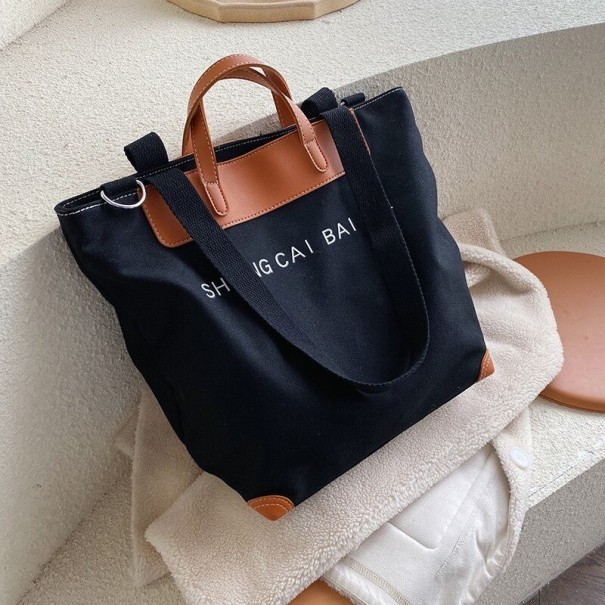 Dames canvas handtas M998 zwart