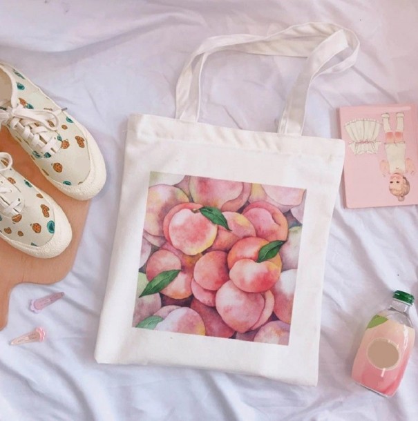Dames canvas tas perzik