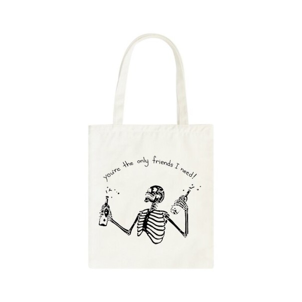 Dames canvas tas skelet crème 3