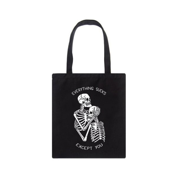 Dames canvas tas skelet zwart 7