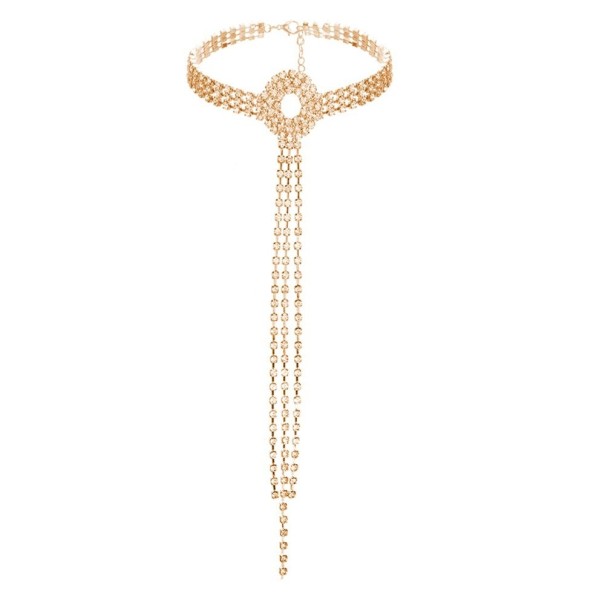 Dames choker ketting met strass steentjes A1923 goud
