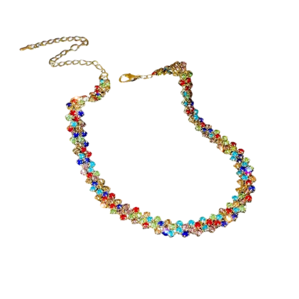 Dames choker met kristallen, verstelbaar, elegante accessoire voor avond evenementen multicolor