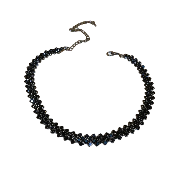 Dames choker met kristallen, verstelbaar, elegante accessoire voor avond evenementen zwart