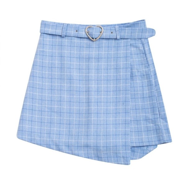 Dames combi mini rok met riem lichtblauw S