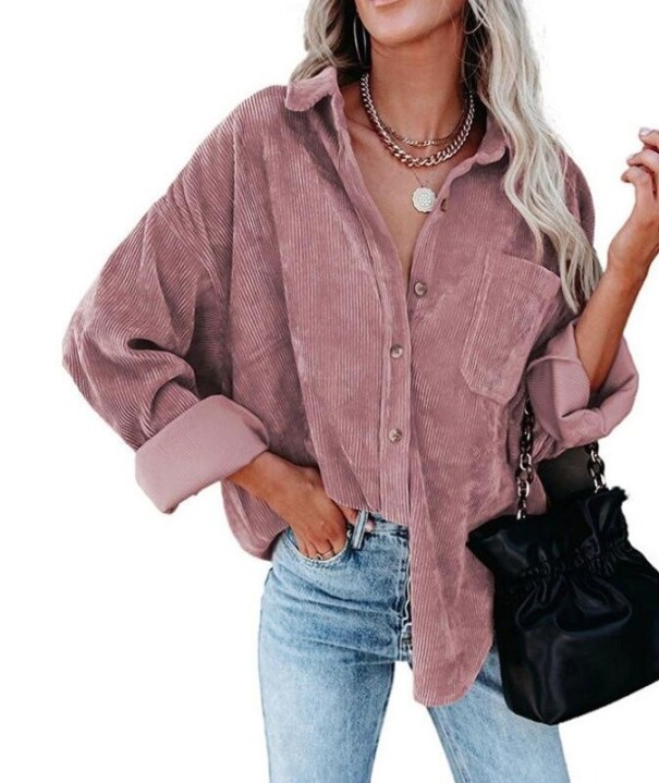 Dames corduroy overhemd P1934 roze M