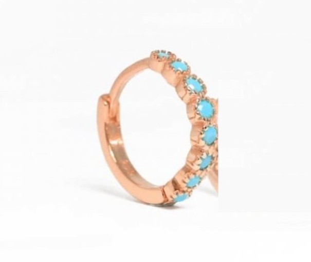 Dames creolen met blauwe stenen oudroze 6 mm