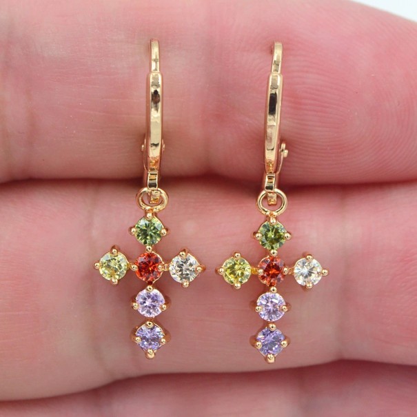 Dames creolen met kruis multicolor