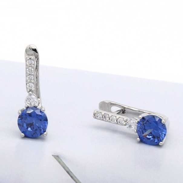 Dames creolen met zirkonen G548 blauw 2