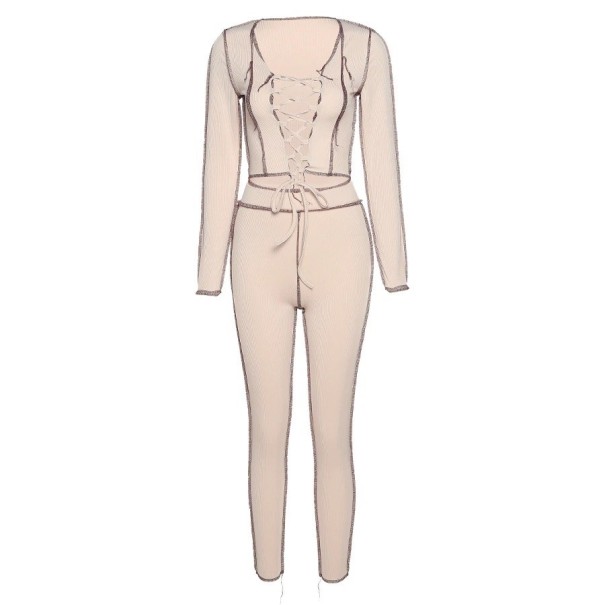 Dames crop top en broek B1103 crème S