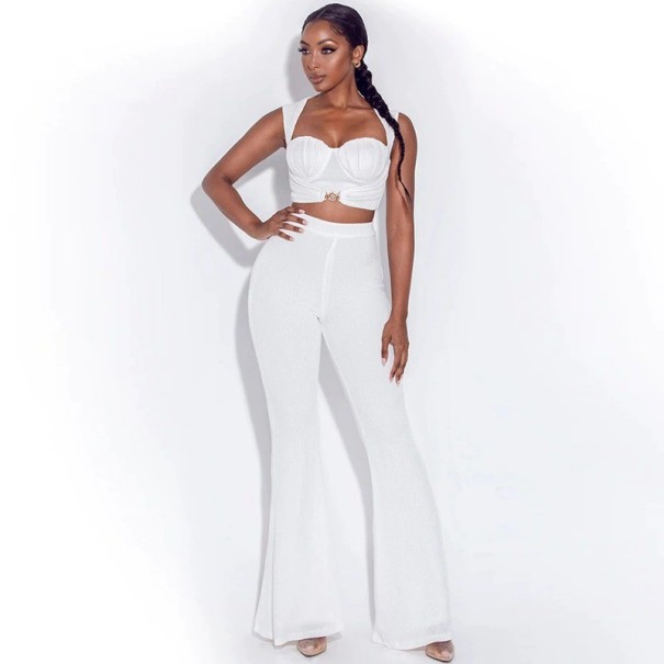 Dames crop top en broek B1164 wit XS