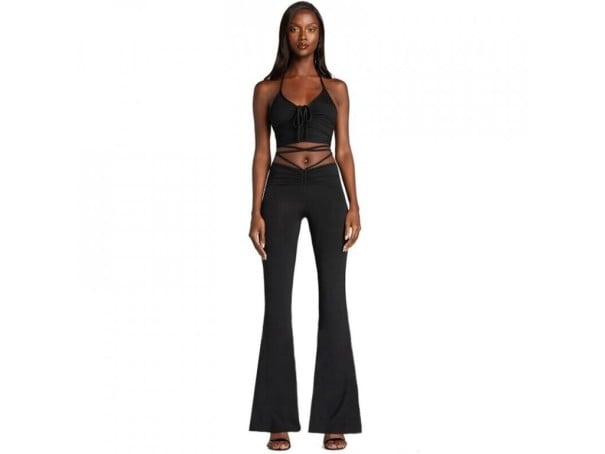 Dames crop top en broek B891 zwart S