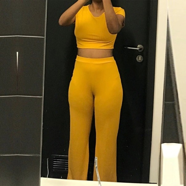 Dames crop top en broek B908 donkergeel L