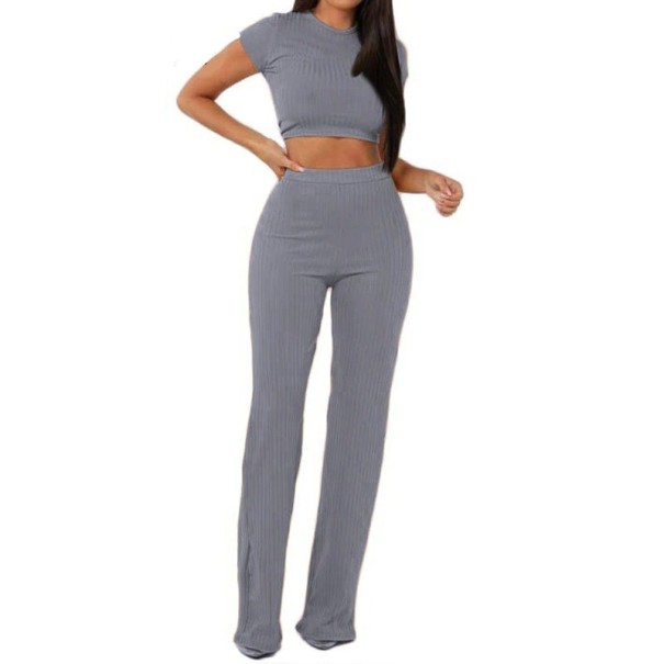 Dames crop top en broek B908 grijs M