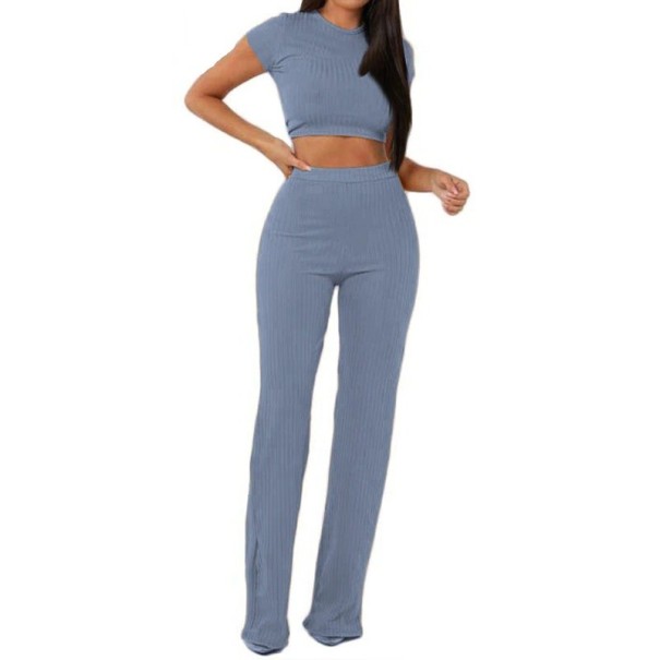Dames crop top en broek B908 lichtblauw XL