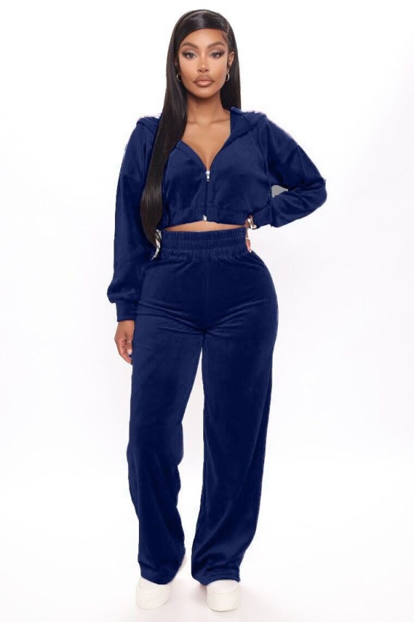 Dames crop top en joggingbroek B934 donkerblauw XL