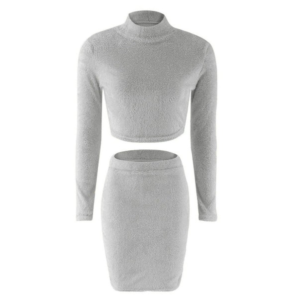 Dames crop top en rok B1001 grijs S