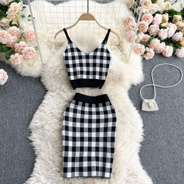Dames crop top en rok B1062 zwart