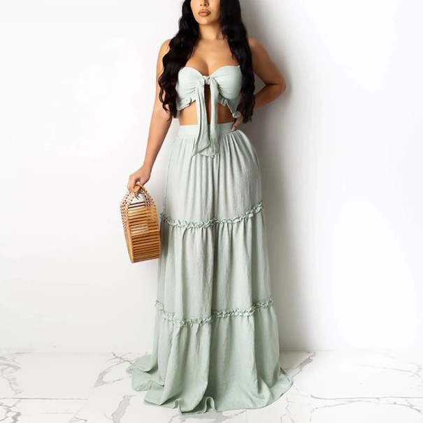 Dames crop top en rok B1160 lichtgroen L
