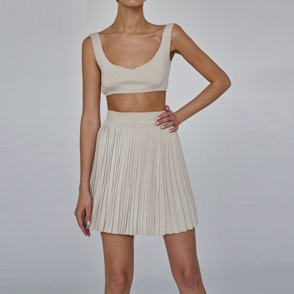 Dames crop top en rok B1260 crème L